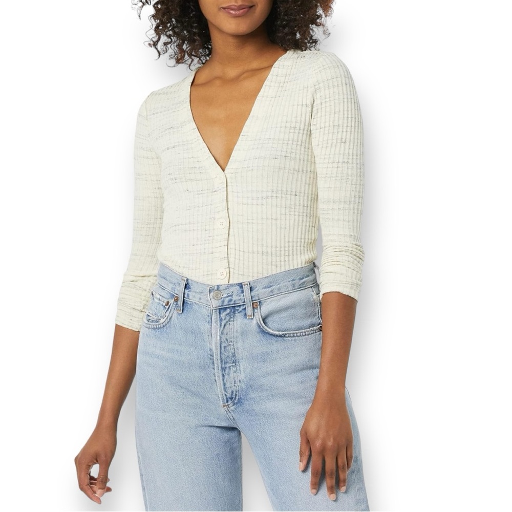 Monrow Cosmo Ribbed Button Down Cardigan - Picture 1 of 10